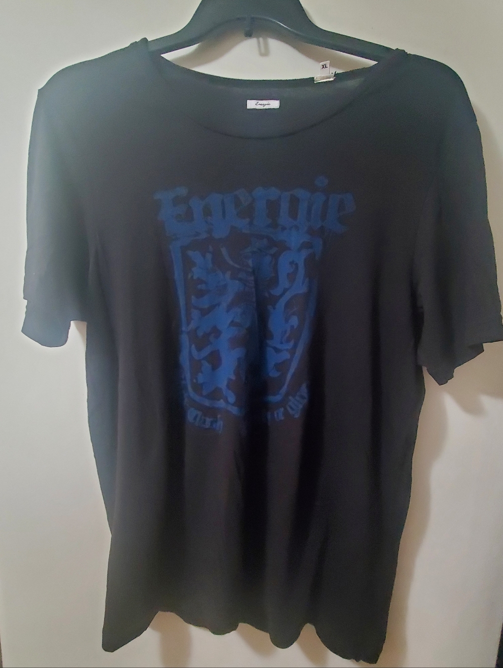 Energie Black Men’s Graphic Crew Neck T‑Shirt with Blue Crest Men's Size XL